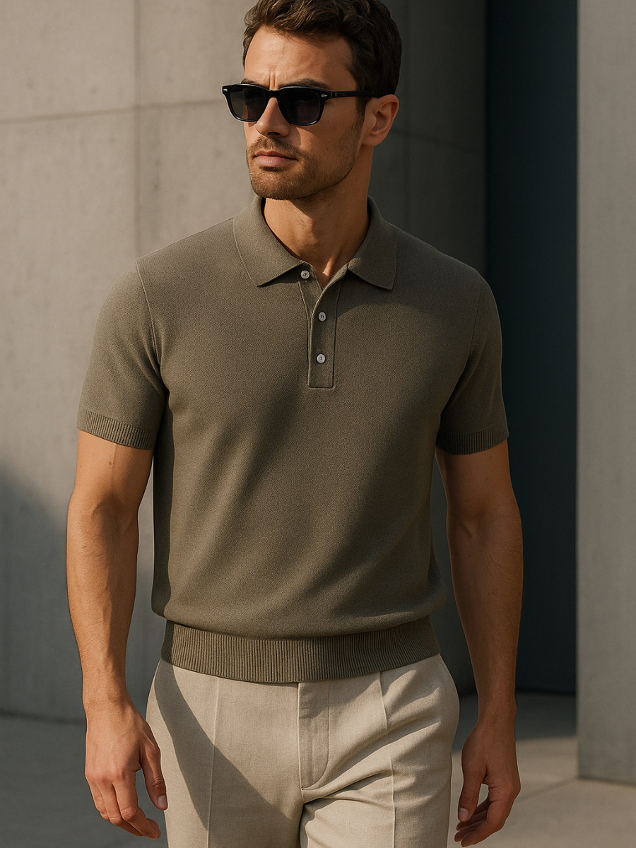The Silvano Polo Shirt Charcoal Grey